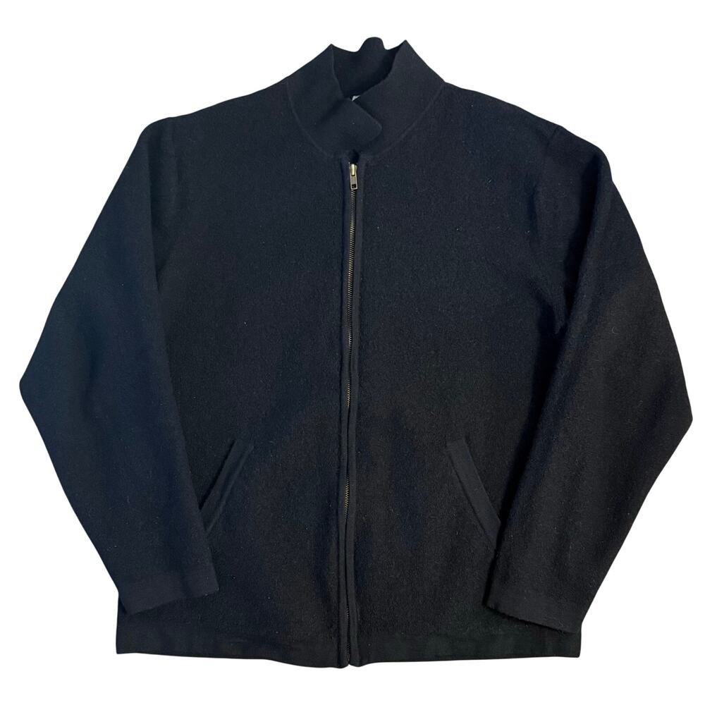 VTG Alfani Sweater Jacket 100% New Pure Wool Full-Zip Japan Black Unisex Large